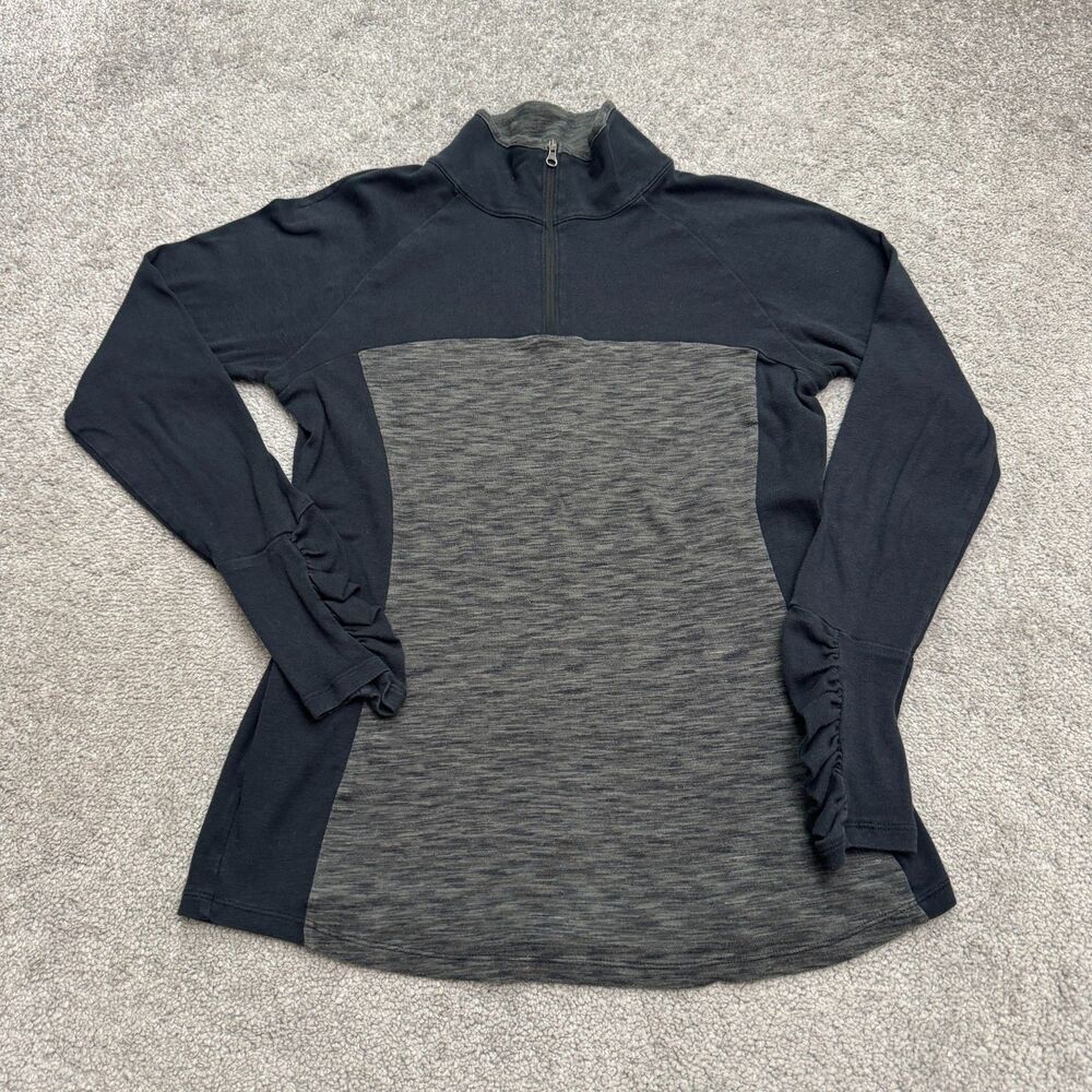 Columbia 1/4 Zip Pullover Shirt Womens Large Gray Black Space Dye Outdoor Active
